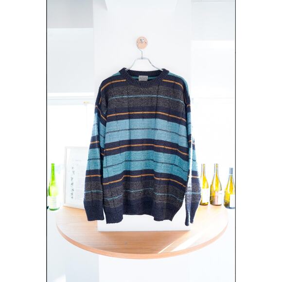 Vintage 90s Montecatini oversized striped sweater made in Italy size XL - Picture 2 of 8